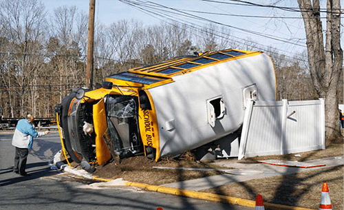 This accident shows the importance of leaving the roof escape hatches intact. In a rollover, this may be your only way out.