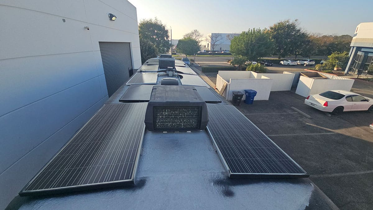 Solar panels cover my roof while still leaving ample room to walk around if necessary.